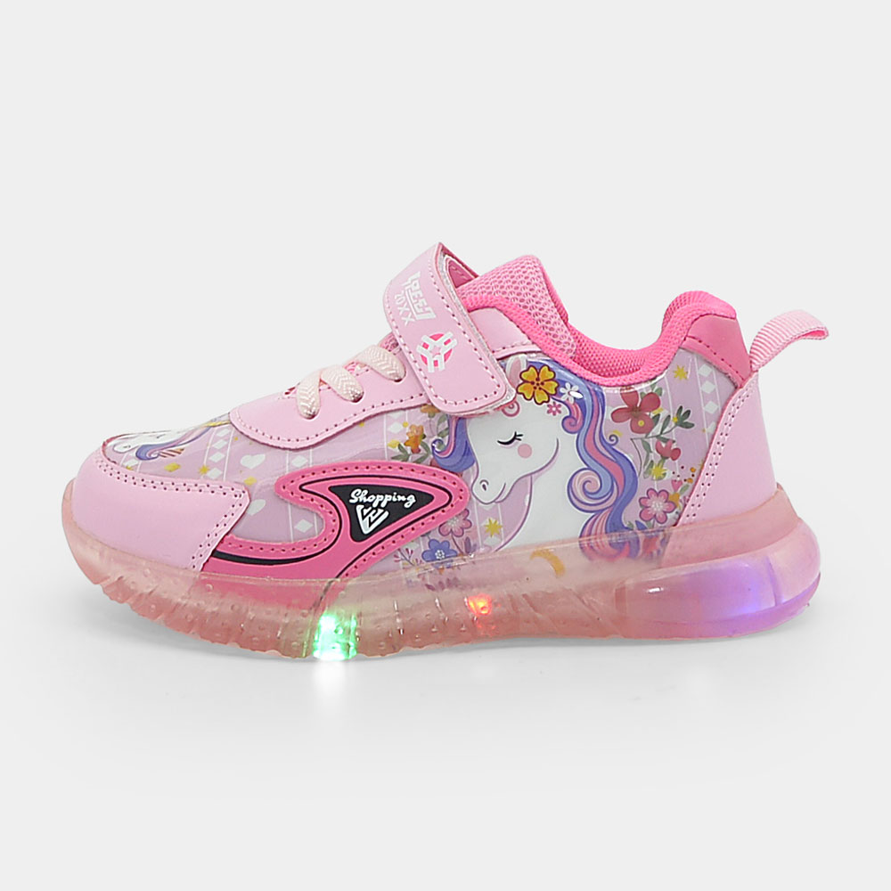 Children's light shoes, Unicorn pattern with flashing light-up soles, Cute pink, from 31 to 36,4275-1