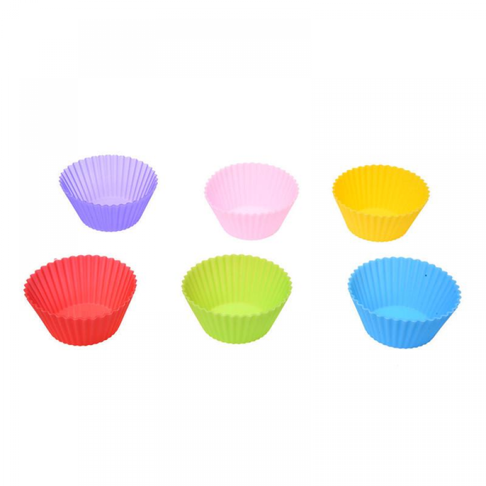 6pcs Silicone Food Muffin Cups Cake Mold Chocolate Candy Molds Bakeware Baking Round