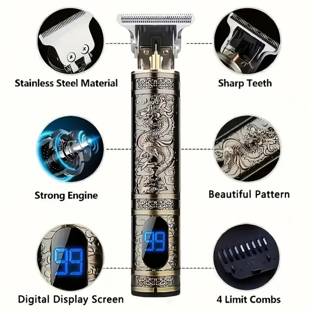 Hair Clippers For Men, Professional Hair Trimmer Zero Gapped T-Blade Trimmer Cordless Rechargeable Edge Clippers Electric Beard Trimmer Shaver Hair Cutting Kit With LCD Display,Gifts For Father's Day,9205